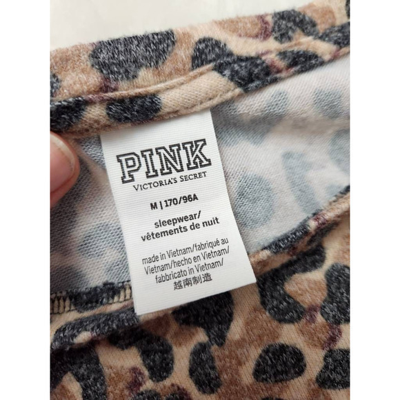 Victorias Secret Womens Sleep Top T-Shirt Brown Leopard Viscose Short Sleeve M - Picture 5 of 6